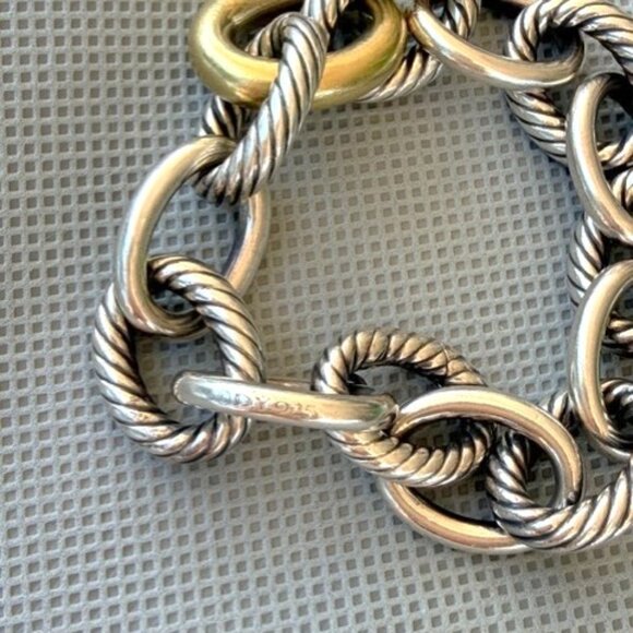 DAVID YURMAN Oval Link Chain Cable Bracelet 18K Gold Sterling Silver 8-Inch - Picture 4 of 4